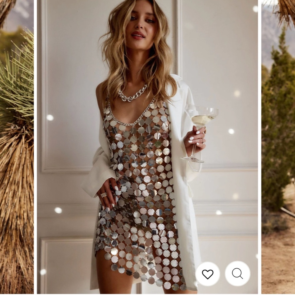 Diana Silver Mini Disco Dress - XS/S